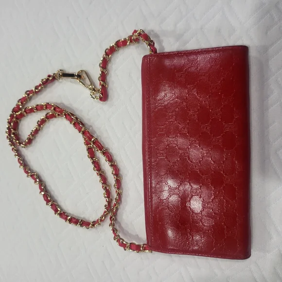 Celine Macadam Leather Long Wallet Bordeaux